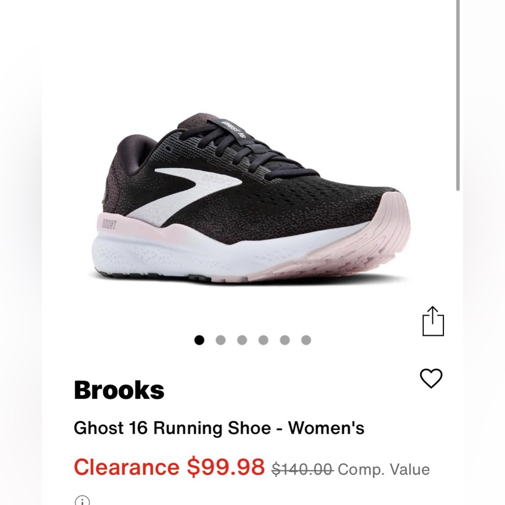 #307: Brooks Ghost 16 Women's Black /White/ Orchid Ice Athletic Shoes